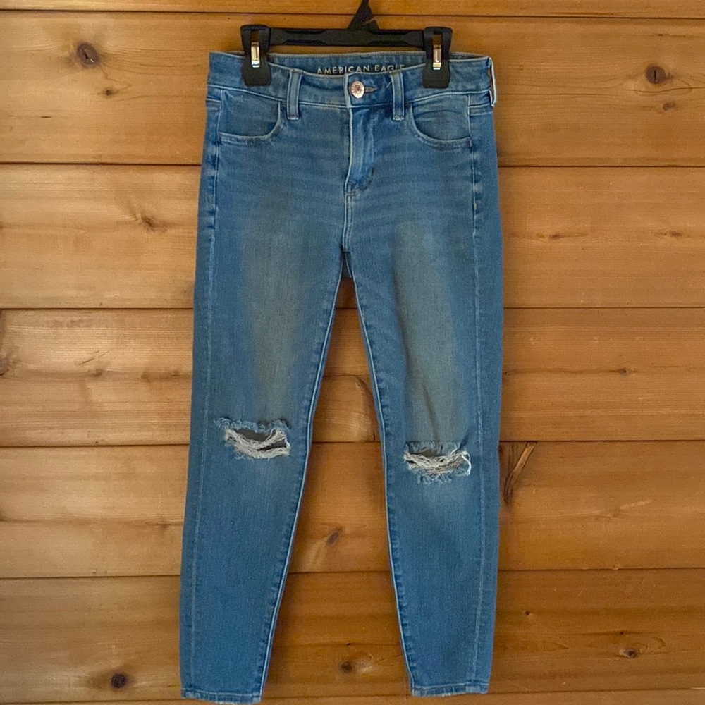 American Eagle Dream Jean High Waisted Ripped Jegging Size 0 Extra Short